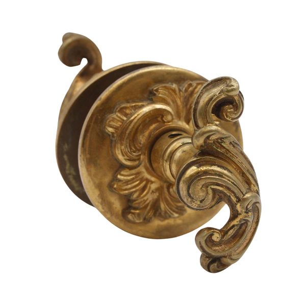 Door Knob Sets - Vintage Gold Gilt Brass French Foliate Lever Door Knob Set