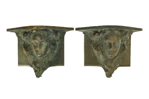Exterior Materials - Pair of Architectural Bronze Figural Outside Corner Pieces