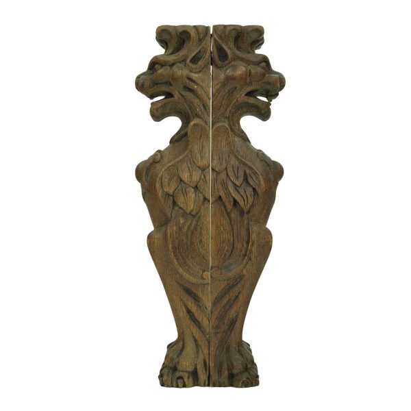 Flooring & Antique Wood - Pair of Chestnut Wood Griffins Furniture Carvings