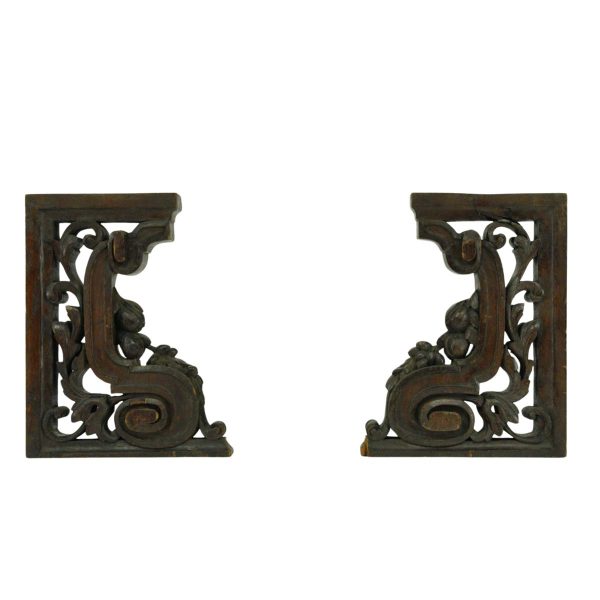 Flooring & Antique Wood - Pair of Hand Carved Oak Furniture Brackets