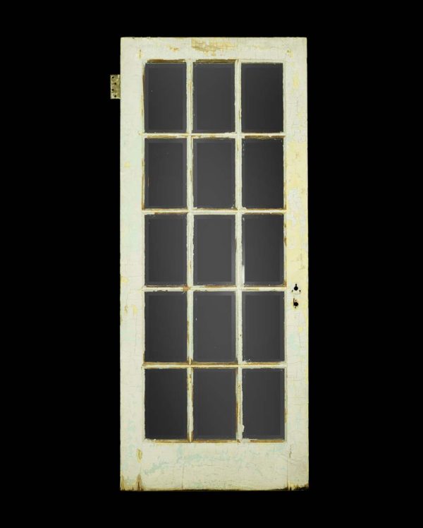 French Doors - Vintage 15 Beveled Lites White Wooden French Door 81.75 x 34.125