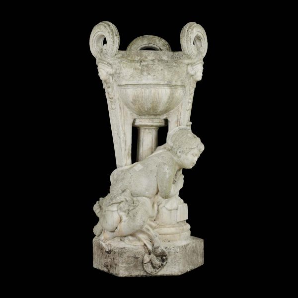 Garden Elements - Cast Concrete Ornate Child Urn Motif Outdoor Pot