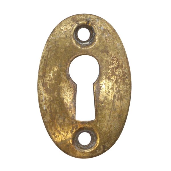 Keyhole Covers - Vintage 1.625 in. Brass Oval Door Keyhole Plate