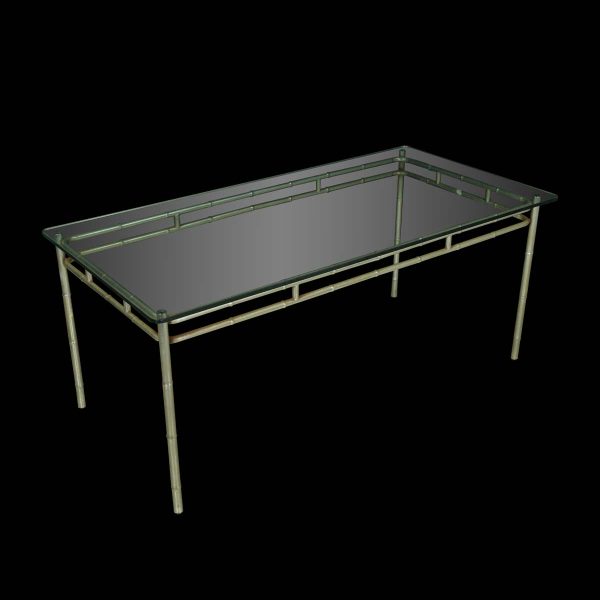 Kitchen & Dining - Modern 6 ft Steel Frame Glass Top Dining Table
