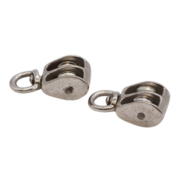 Other Hardware - Pair of Vintage 2.5 in. Double Wheel Steel Mini Pulleys