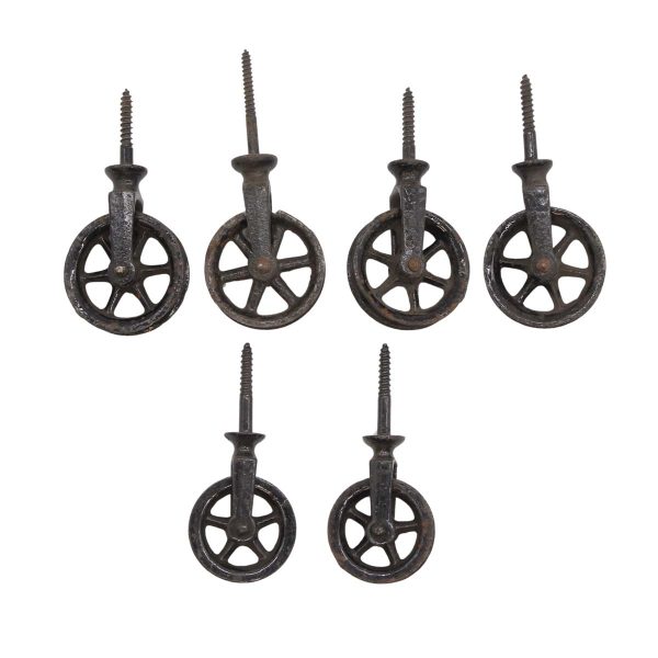 Other Hardware - Set of 6 Single Wheel Cast Iron Furniture Wheels