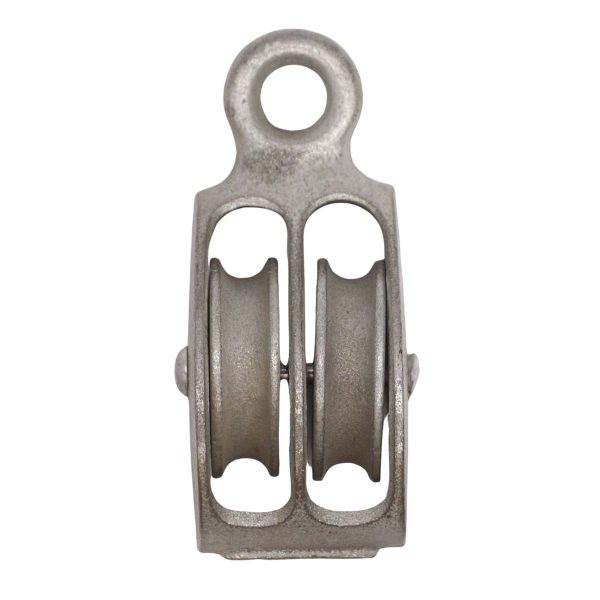 Other Hardware - Vintage 3.75 in. Double Wheel Gray Steel Pulley