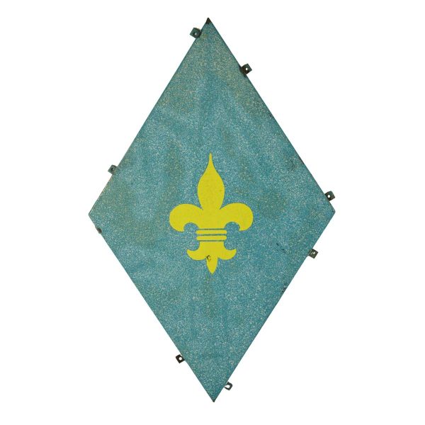 Other Wall Art  - Fleur de Lis Enameled Steel Diamond Shaped Shield Wall Art