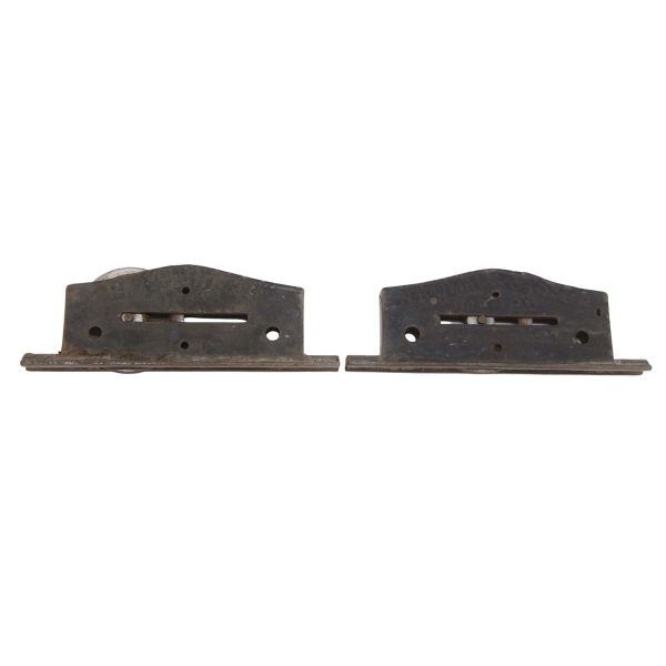 Pocket Door Hardware - Pair of Antique 9 in. Cast Iron Black Pocket Door Wheels