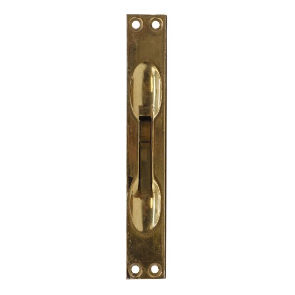 Pocket Door Hardware - Reclaimed 6.75 in. Brass Plated Steel Concealed Pocket Door Side Pull