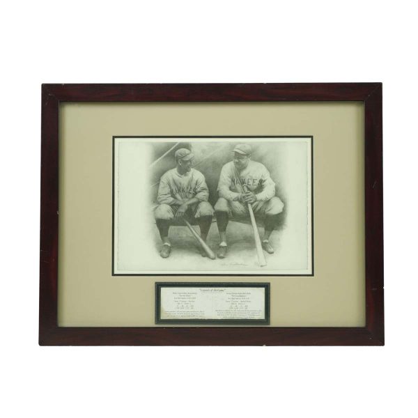 Prints - Allen Friedlander Signed Framed Sketch of Lou Gehrig & Babe Ruth