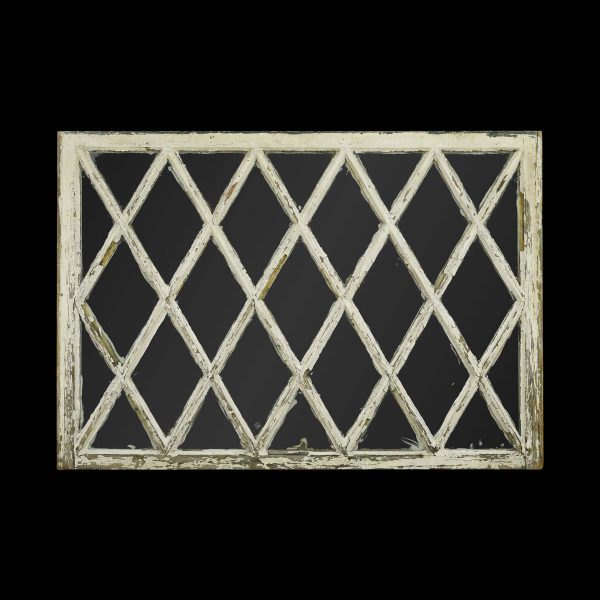 Reclaimed Windows - Reclaimed Diamond Pane Glass Wood Frame Window 47.75 x 33.375