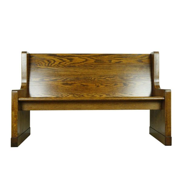 Religious Antiques - Reclaimed 58.375 in. Oak Dark Stained Church Pew