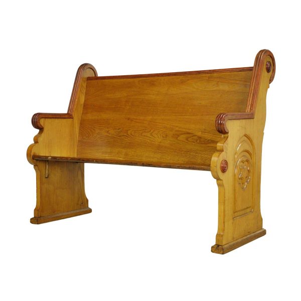 Religious Antiques - Reclaimed Restored 47 in. Wooden Pine Pew Bench