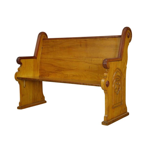 Religious Antiques - Restored Reclaimed 47 in. Medium Tone Pine Pew Bench