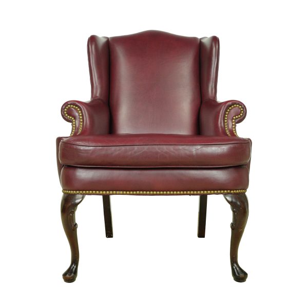 Seating - Cabot Wrenn Brass Studs Red Leather & Pine Frame Executive Chair