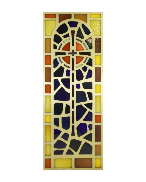 Stained Glass - Brass Plated Aluminum Framed Stained Glass Church Window