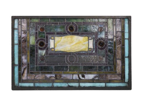 Stained Glass - Rectangle Leaded Steel Frame Stain Glass Window