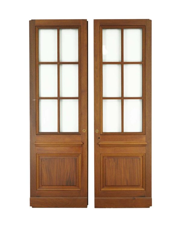 Standard Doors - Reclaimed 1 Pane 6 Lite Mahogany Double Doors 87.5 x 53.75
