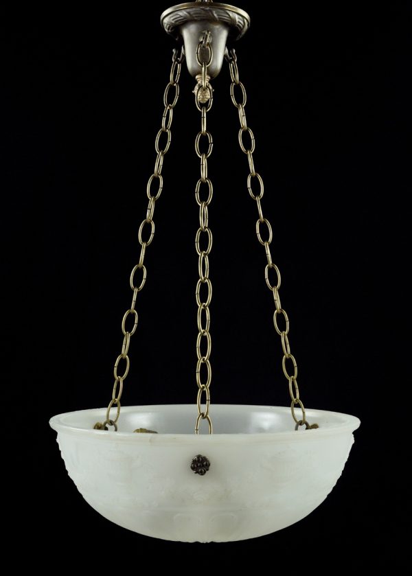 Up Lights - Victorian Urn Motif White Cast Glass Bowl Pendant Light