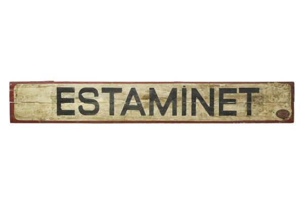 Vintage Signs - Vintage European French Wooden Estaminet Wall Sign