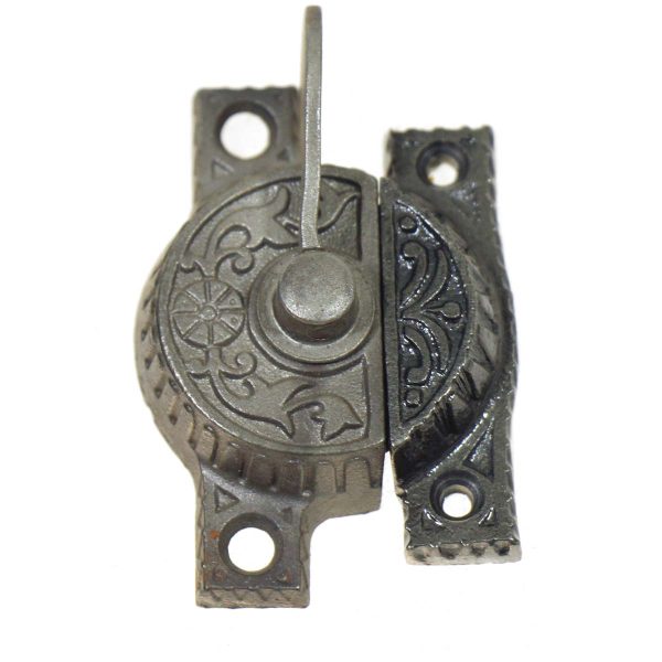 Window Hardware - Antique Aesthetic Black Cast Iron Window Latch Lock