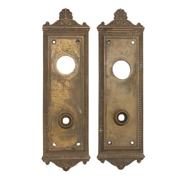 Back Plates - Pair of Neoclassical 11.125 in. Bronze Door Back Plates
