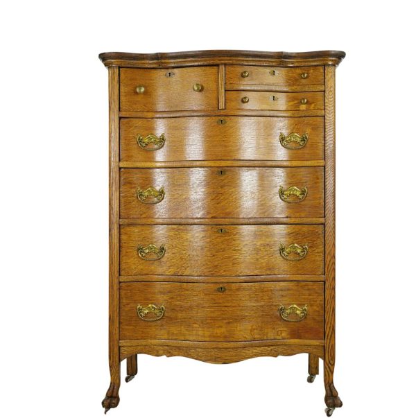 Bedroom - Vintage 7 Dovetailed Drawer Oak Dresser on Casters