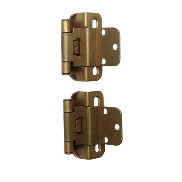 Cabinet & Furniture Hinges - Pair of 2.25 in. Partial Wrap Cabinet Brushed Brass Hinges