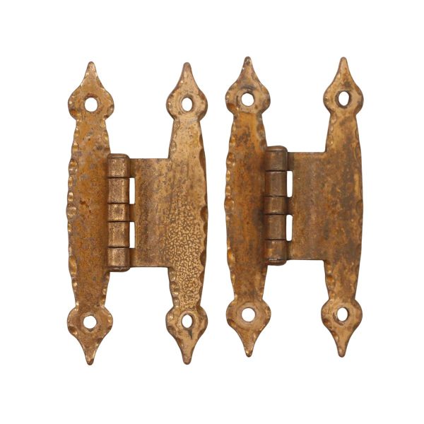 Cabinet & Furniture Hinges - Pair of Copper Over Steel Arts & Crafts Cabinet Hinges