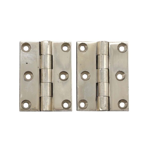 Cabinet & Furniture Hinges - Pair of Nickel Over Brass 2 x 1.5 Russwin Butt Cabinet Hinges
