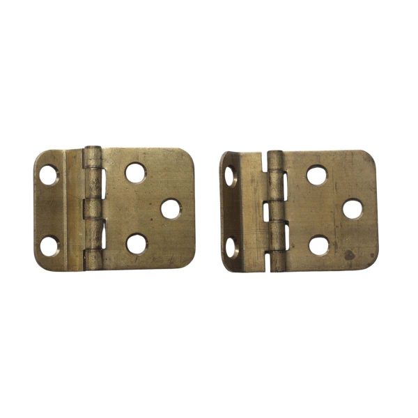Cabinet & Furniture Hinges - Pair of Vintage 1.875 x 1.5 Brass Classic Face Mount Offset Cabinet Hinges