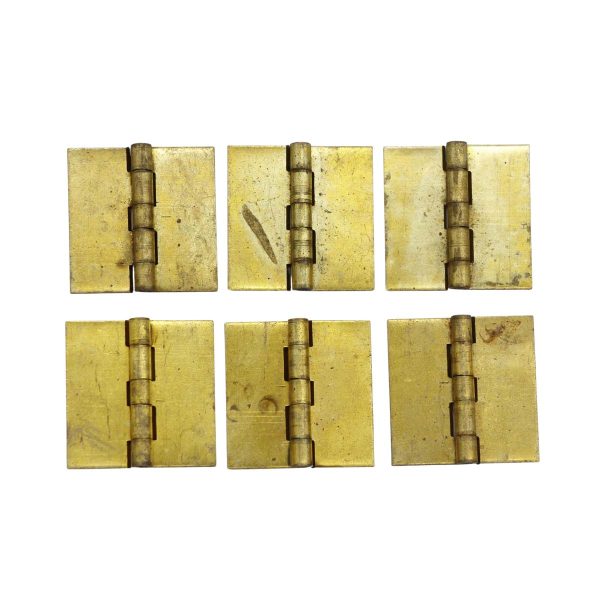 Cabinet & Furniture Hinges - Set of 6 Brass 1 x 1 Butt Blank Cabinet Hinges