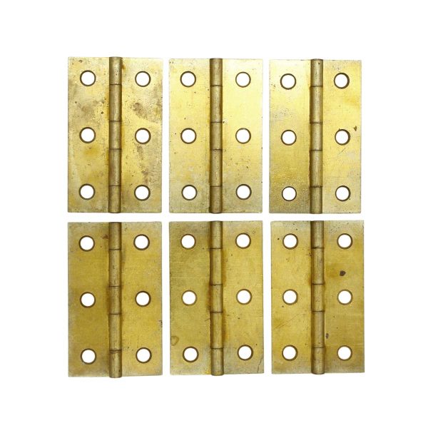 Cabinet & Furniture Hinges - Set of 6 Brass Plated Steel 2.75 x 1.687 Butt Cabinet Hinges
