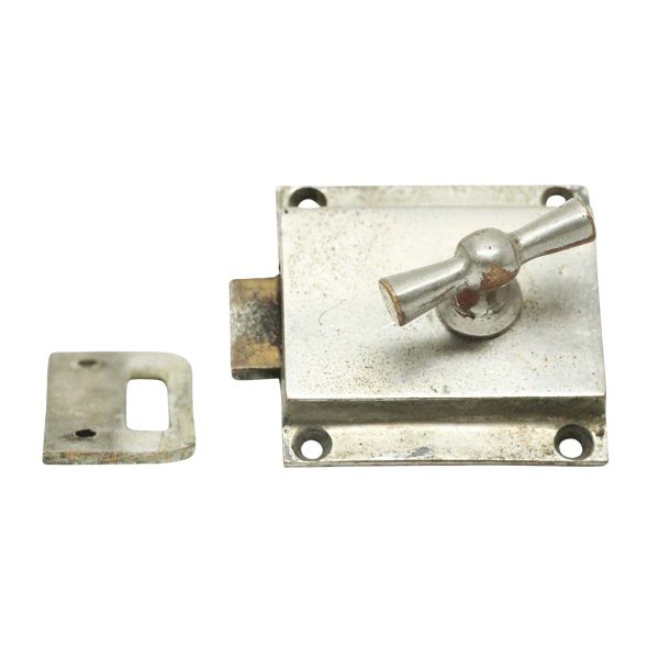 Cabinet & Furniture Latches - Vintage Brushed Nickel Plated Bronze Cabinet Latch