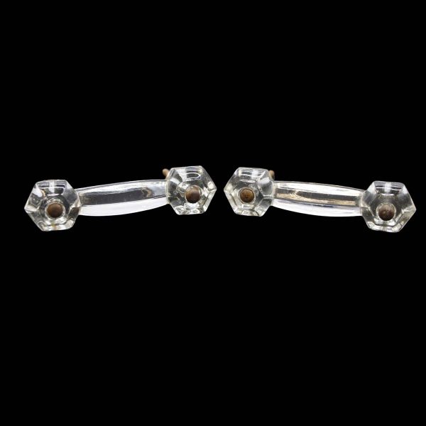 Cabinet & Furniture Pulls - Pair of Vintage 4.25 in. Clear Glass Bridge Drawer Pulls