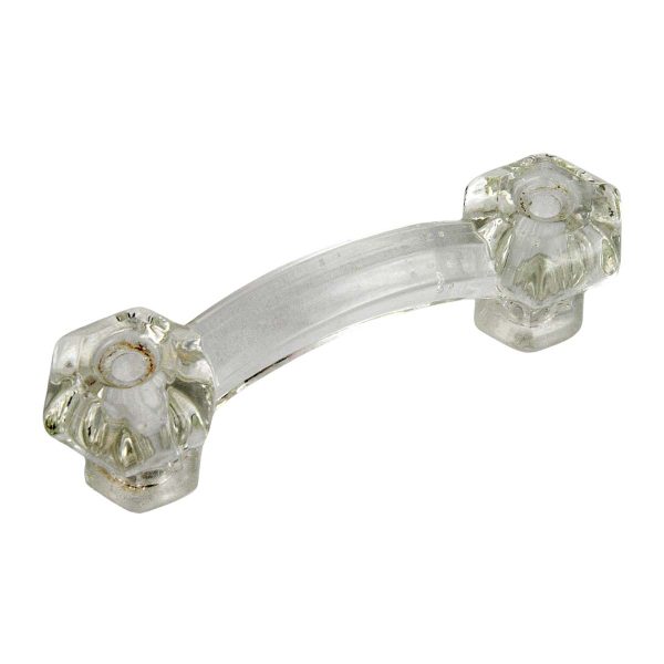 Cabinet & Furniture Pulls - Vintage 4.125 in. Fluted Bridge Clear Glass Drawer Pull