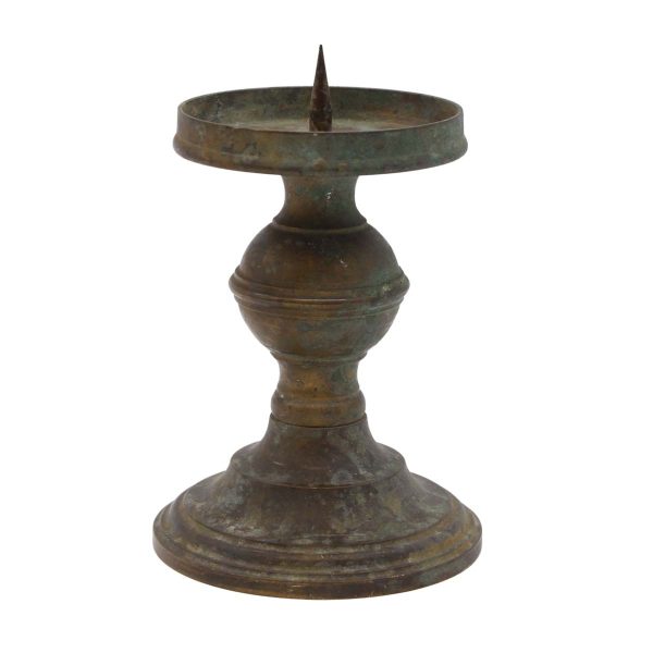 Candle Holders - Antique Traditional Patina Brass Table Top Candle Holder