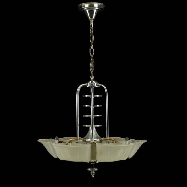 Chandeliers - Art Deco Glass Slip Shade 6 Light Chandelier