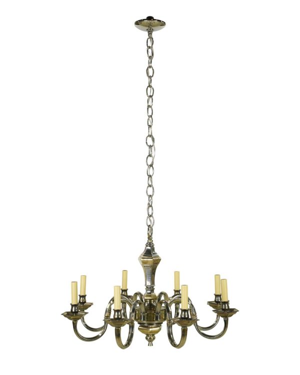 Chandeliers - Dutch Style 8 Arm Two Tone Nickel Brass Chandelier