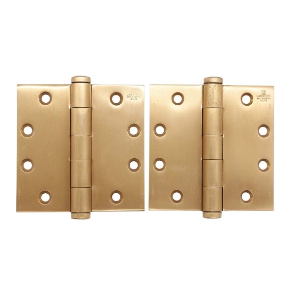 Door Hinges - Pair of 4.5 x 4.5 Brushed Bronze Ball Bearing Butt Door Hinges