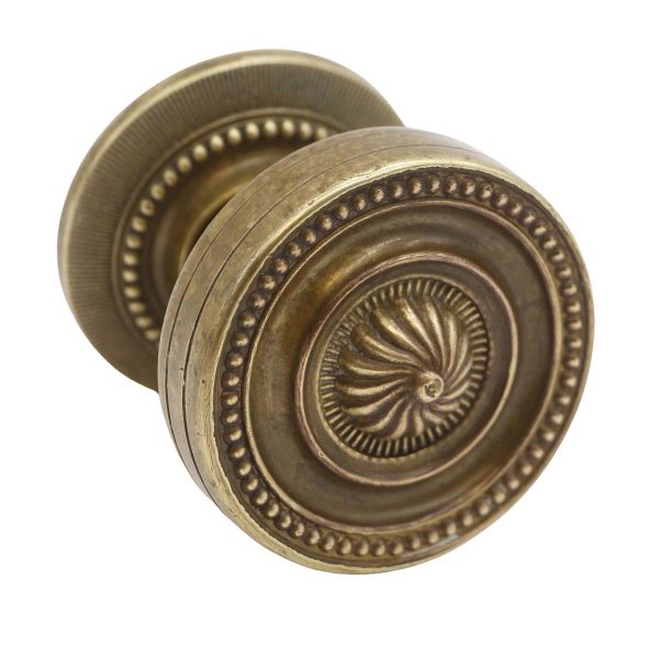 Door Knob Sets - Vintage Brass Beaded Concentric Dummy Door Knob with Rosette