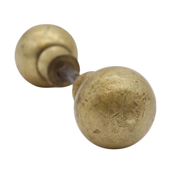 Door Knobs - Pair of Vintage Ball Shaped Patina Brass Door Knobs
