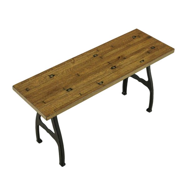 Farm Tables - Handcrafted 35 in. Industrial Flooring & Cast Iron Leg Bench