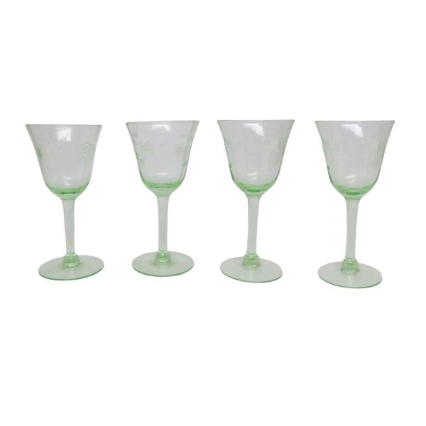 Kitchen - Set of 4 Vintage Light Green Glass Stemware
