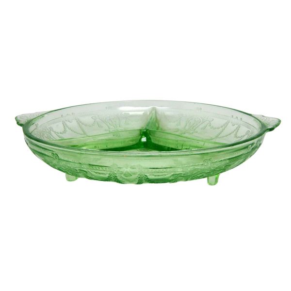 Kitchen - Vintage 8.5 in. Anchor Hocking Green Cameo Ballerina Relish Dish