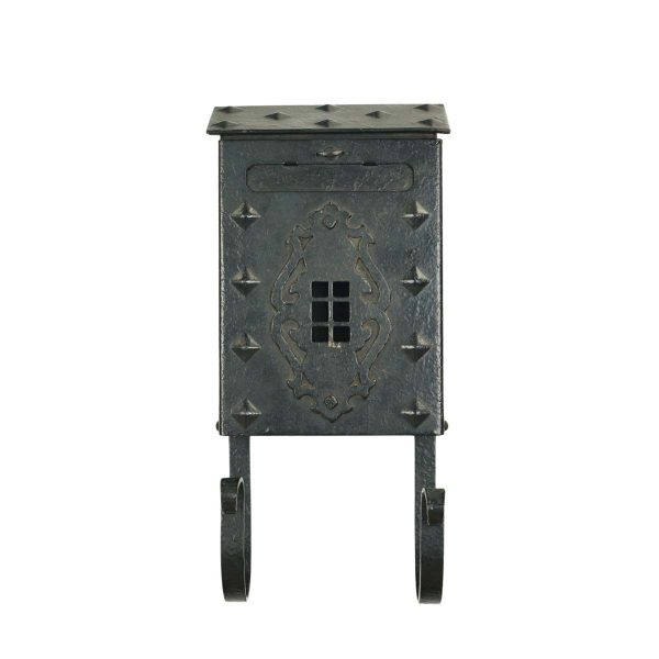 Mail Hardware - Antique Arts & Crafts Mission Wrought Iron Studded Black Mailbox
