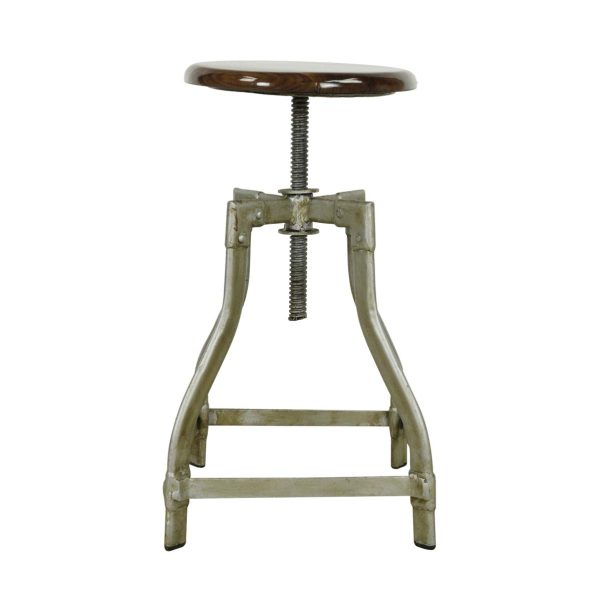 Seating - Adjustable Round Walnut Seat Steel Stool