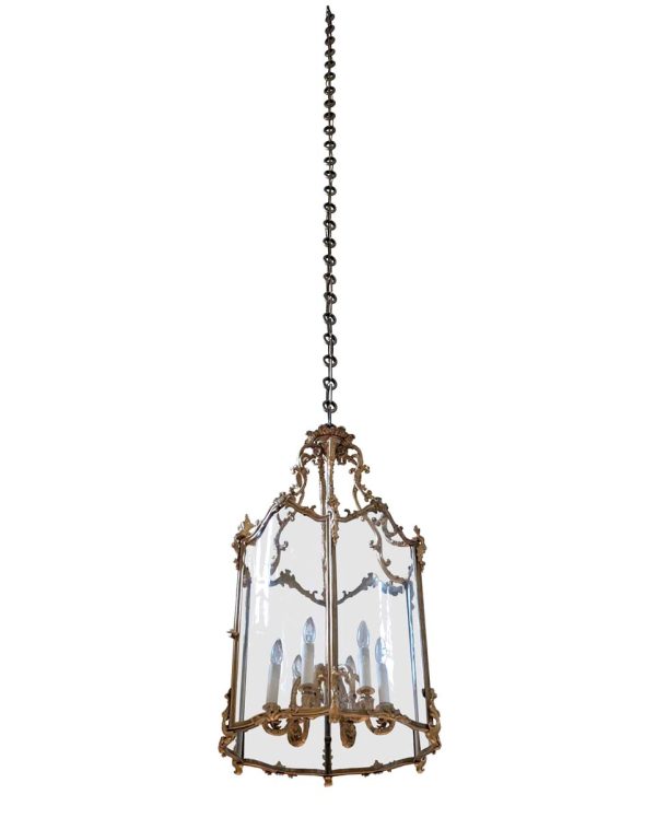 Up Lights - Gilded Cast Bronze 6 Up Light Lantern Pendant Light