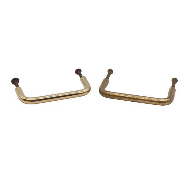 Cabinet & Furniture Pulls - Pair of Modern 3.375 in. Brass Bridge Drawer Pulls